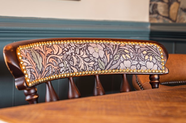 Close up of patterned chair 