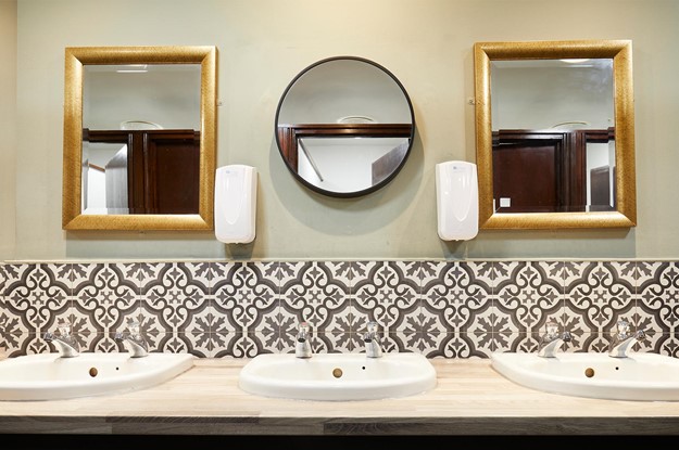 Ladies toilet with mirrors