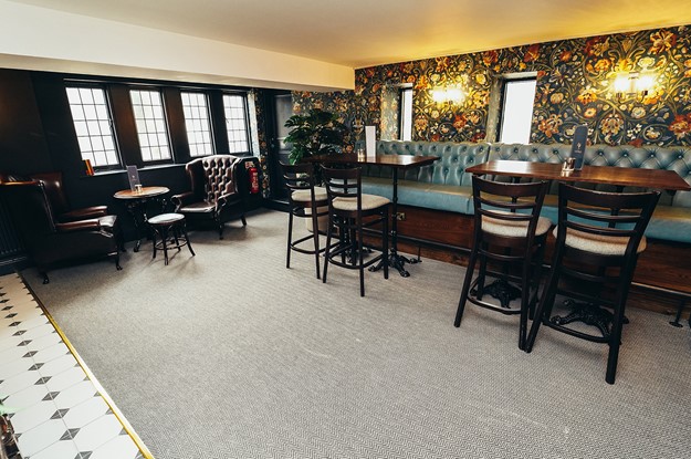 Fixed seating at The George after its fit out