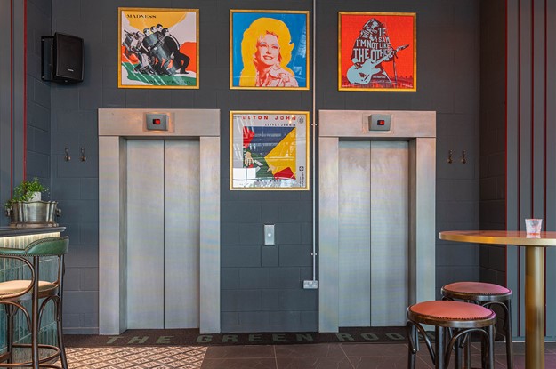 The Green room bar lifts with artwork