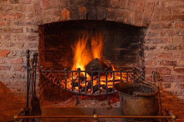 Close up of fireplace