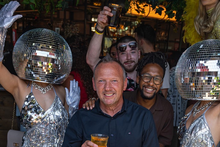 Disco headed dancers danced away with the team